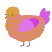 A orange and orchid chicken with a lace pattern