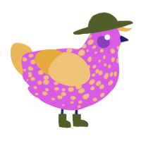 A orchid and honey chicken with a speckle pattern