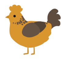 Diet Cola, a orange and bark chicken with a neck-speckle pattern