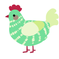 A spring and apple chicken with a bar pattern