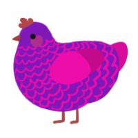 A violet and fuchsia chicken with a lace pattern