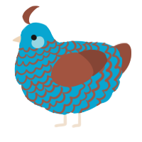 A cerulean and russet chicken with a lace pattern