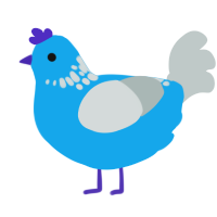 Gigacoaster, a sky and silver chicken with a neck-speckle pattern
