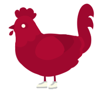 A maroon chicken with a head pattern