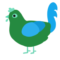 pea, a viridian and sky chicken