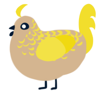 A beige and yellow chicken with a half-lace pattern