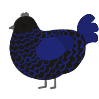 ITS OVER 9000, a sable and navy chicken with a lace pattern