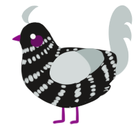 A sable and silver chicken with a bar pattern