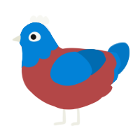 A red and sapphire chicken with a head pattern