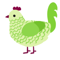 A apple and grass chicken with a lace pattern