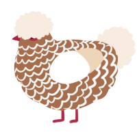A brown and cream chicken with a lace pattern