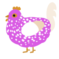 A orchid and cream chicken with a speckle pattern