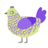 A lemon and blurple chicken with a lace pattern