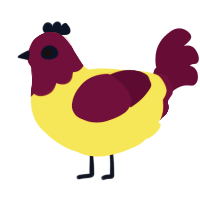Maud, a yellow and wine chicken with a head pattern