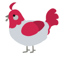 berry, a mist and crimson chicken with a head pattern