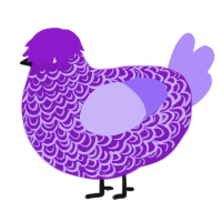 A violet and lilac chicken with a double-lace pattern