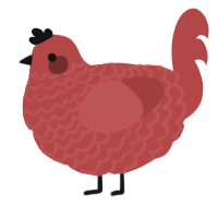 A red chicken with a lace pattern