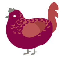 Red Wine Supernova, a maroon and red chicken with a half-lace pattern