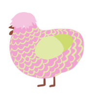 A pink and lemon chicken with a lace pattern