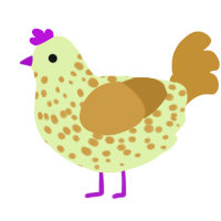 Pistachio, a apple and gold chicken with a speckle pattern