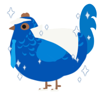 A ultramarine and sapphire chicken with a half-lace pattern