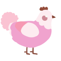 A pink and rose chicken with a head pattern