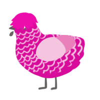Closet, a fuchsia and pink chicken with a lace pattern