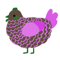 A bark and orchid chicken with a lace pattern
