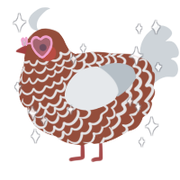 A russet and mist chicken with a lace pattern