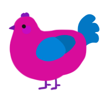 A fuchsia and sapphire chicken