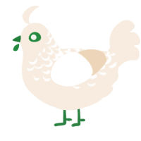 A cream chicken with a half-lace pattern