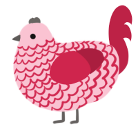 A rose and crimson chicken with a lace pattern