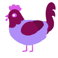 Growing Ravine, a lilac and wine chicken with a head pattern