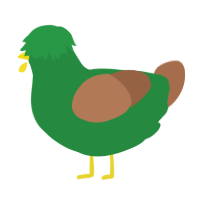 A viridian and brown chicken