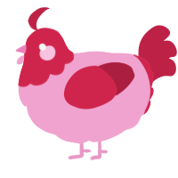 A pink and crimson chicken with a head pattern