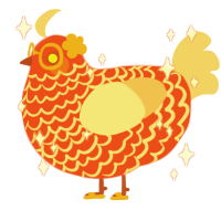 Dreamsicle ZZW, a vermilion and beige chicken with a lace pattern