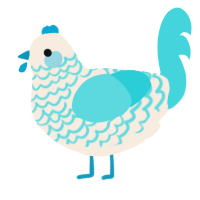 A cream and aqua chicken with a lace pattern