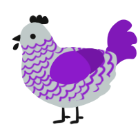 A silver and violet chicken with a lace pattern