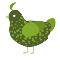 A olive and chartreuse chicken with a speckle pattern
