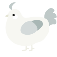 A white and silver chicken