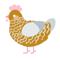 A ochre and mist chicken with a lace pattern