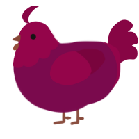 A wine and maroon chicken with a head pattern