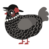 A sable and grey chicken with a lace pattern