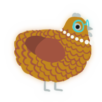 A ochre and russet chicken with a lace pattern