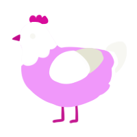 Pink winter, a lavender and white chicken with a head pattern