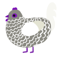 Demisexual, a ash and white chicken with a lace pattern