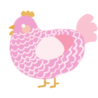 A pink and rose chicken with a lace pattern