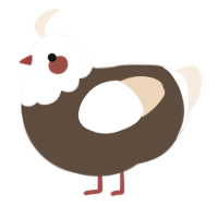 A bark and cream chicken with a head pattern