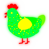 A spring and grass chicken with a speckle pattern