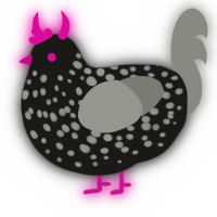 Night Club, a sable and ash chicken with a speckle pattern